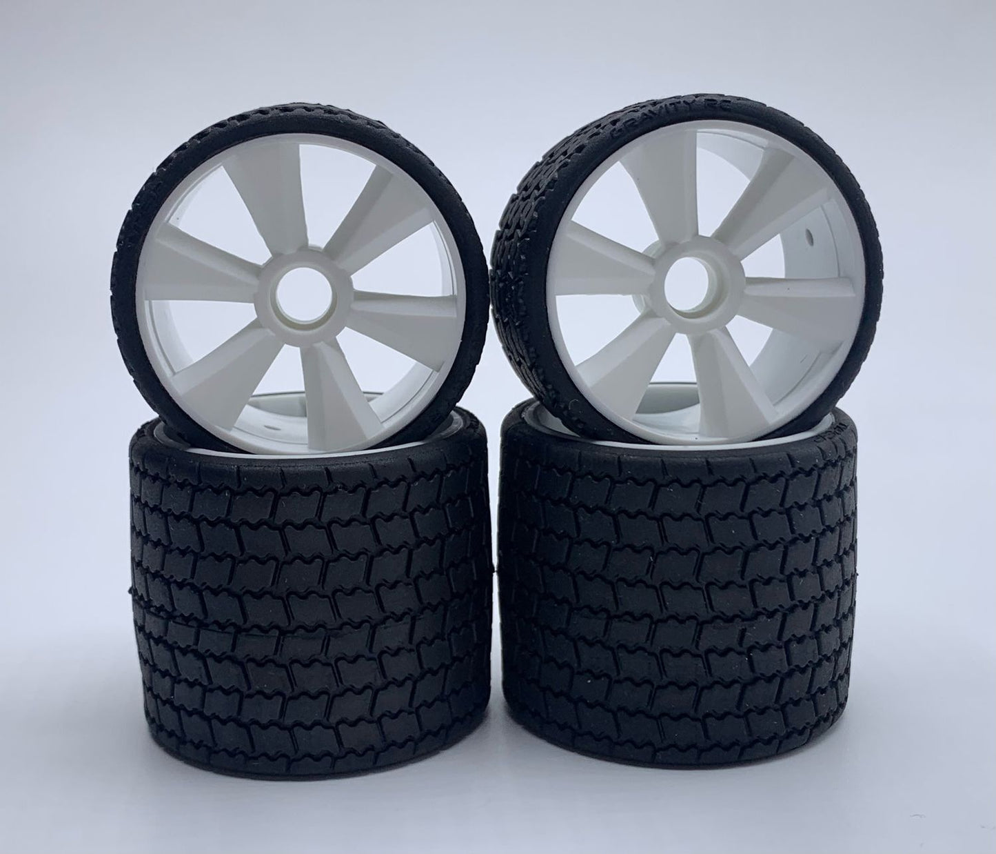 Gravity TYPE12 12th scale rubber tires, white wheel, set of 4, pre glued