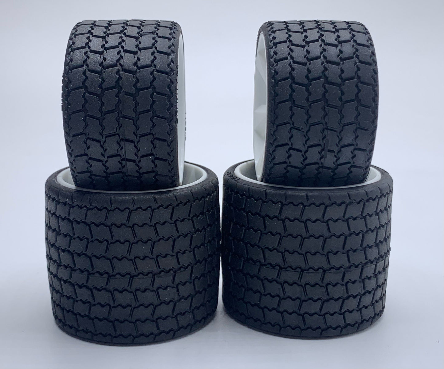 Gravity TYPE12 12th scale rubber tires, white wheel, set of 4, pre glued