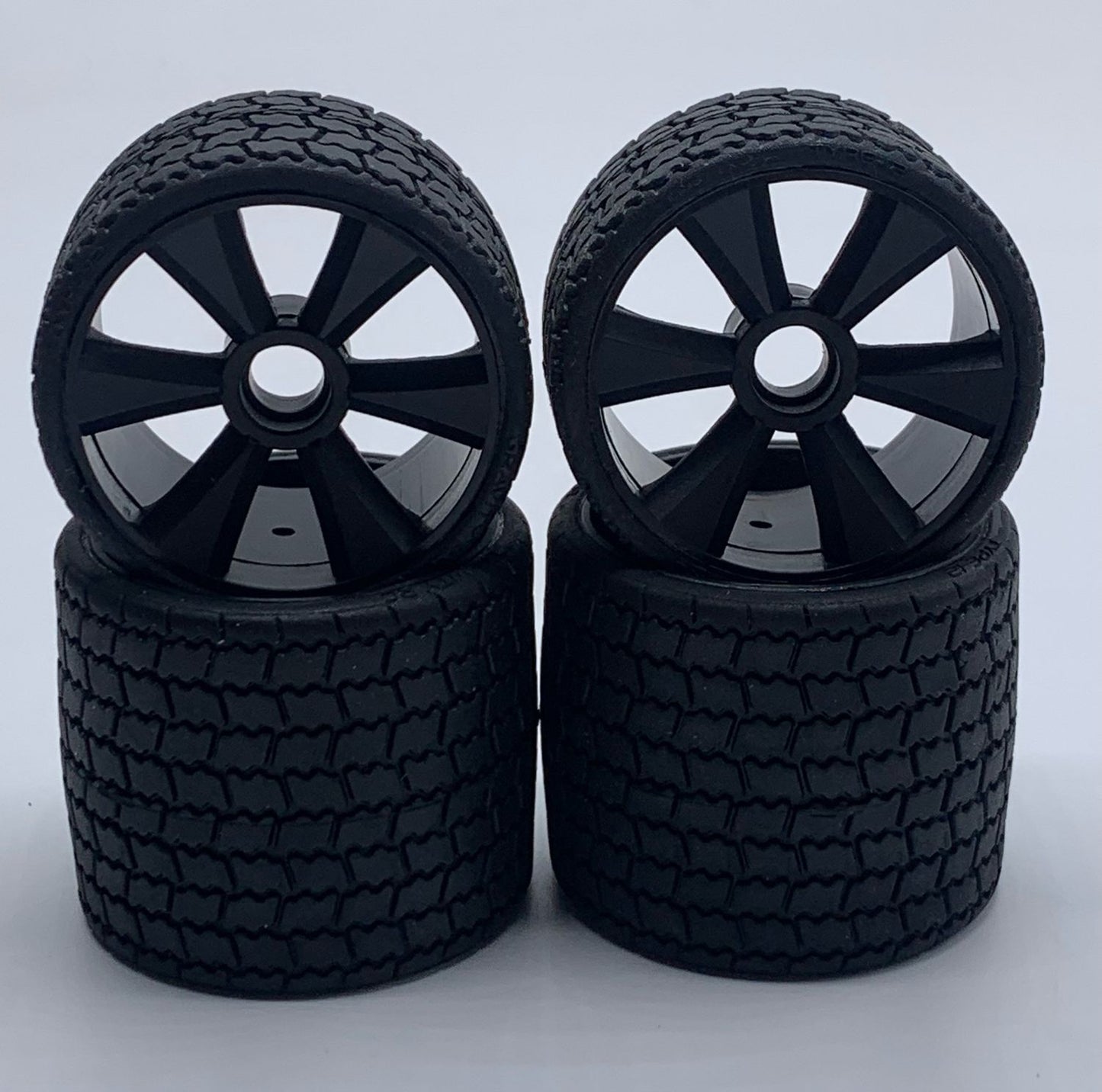 Gravity TYPE12 12th scale rubber tires, black wheel, set of 4, pre glued