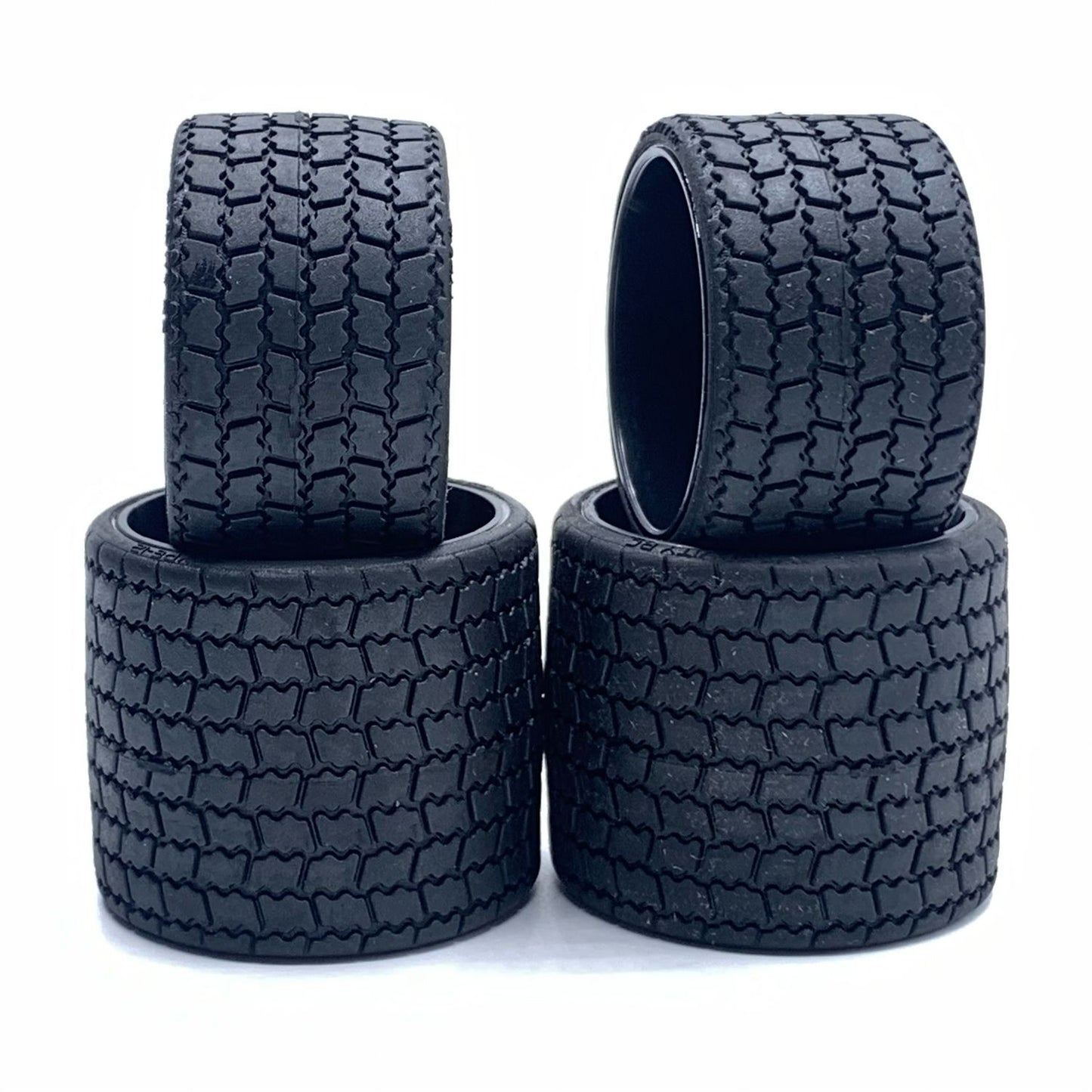 Gravity TYPE12 12th scale rubber tires, black wheel, set of 4, pre glued